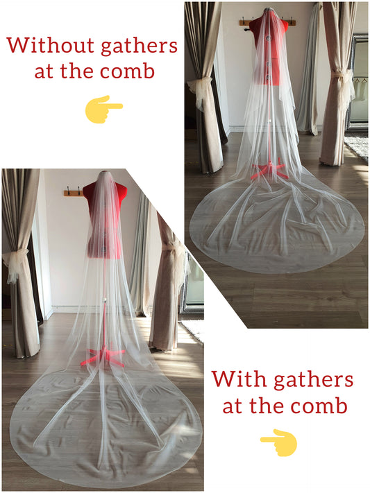 Soft bridal tulle wedding veil without gathers