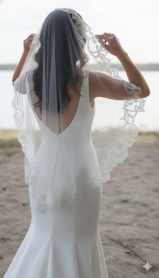 Mantilla lace wedding veil