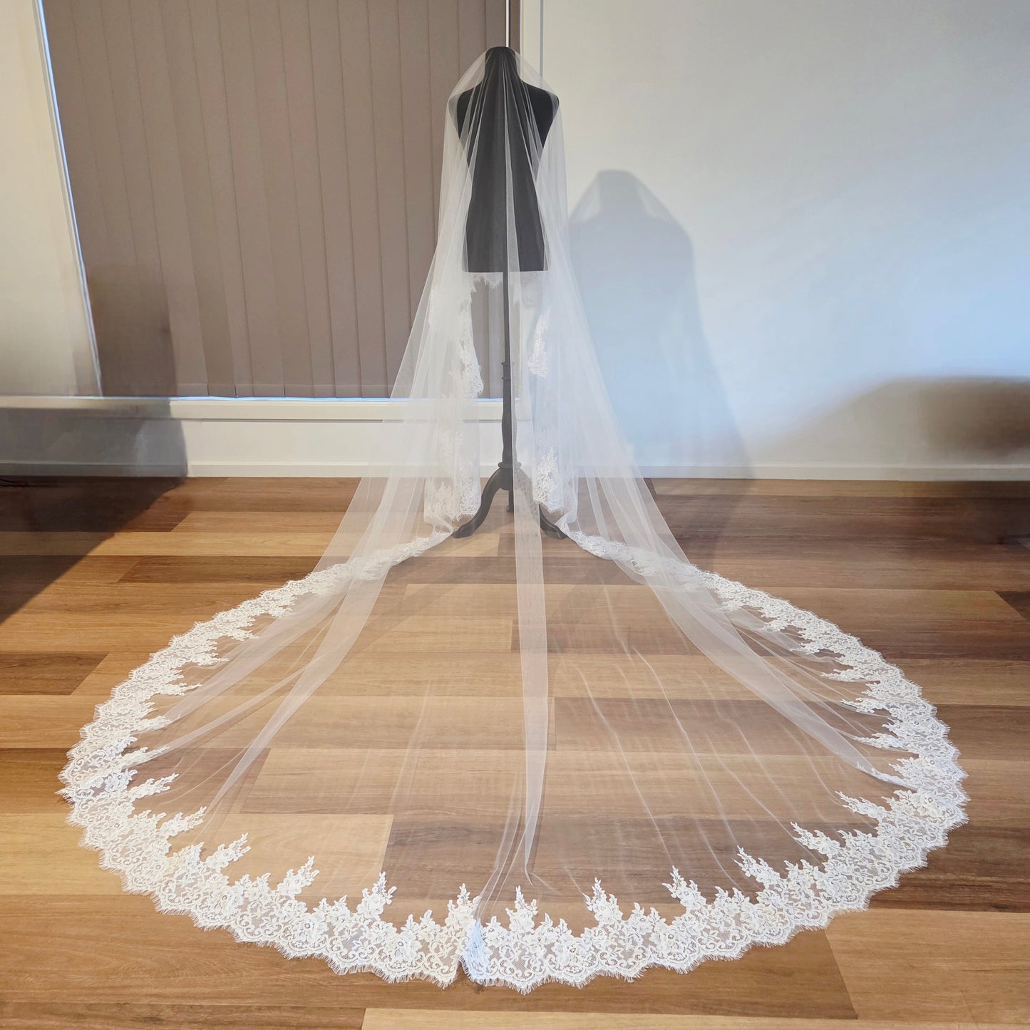 Milk - French Lace Cathedral Wedding Veil with Blusher