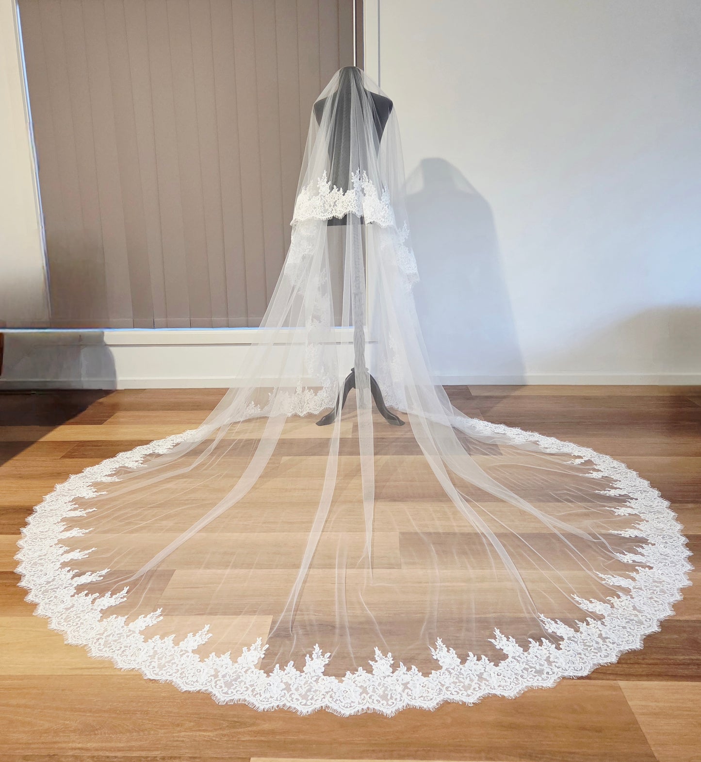 Milk - French Lace Cathedral Wedding Veil with Blusher