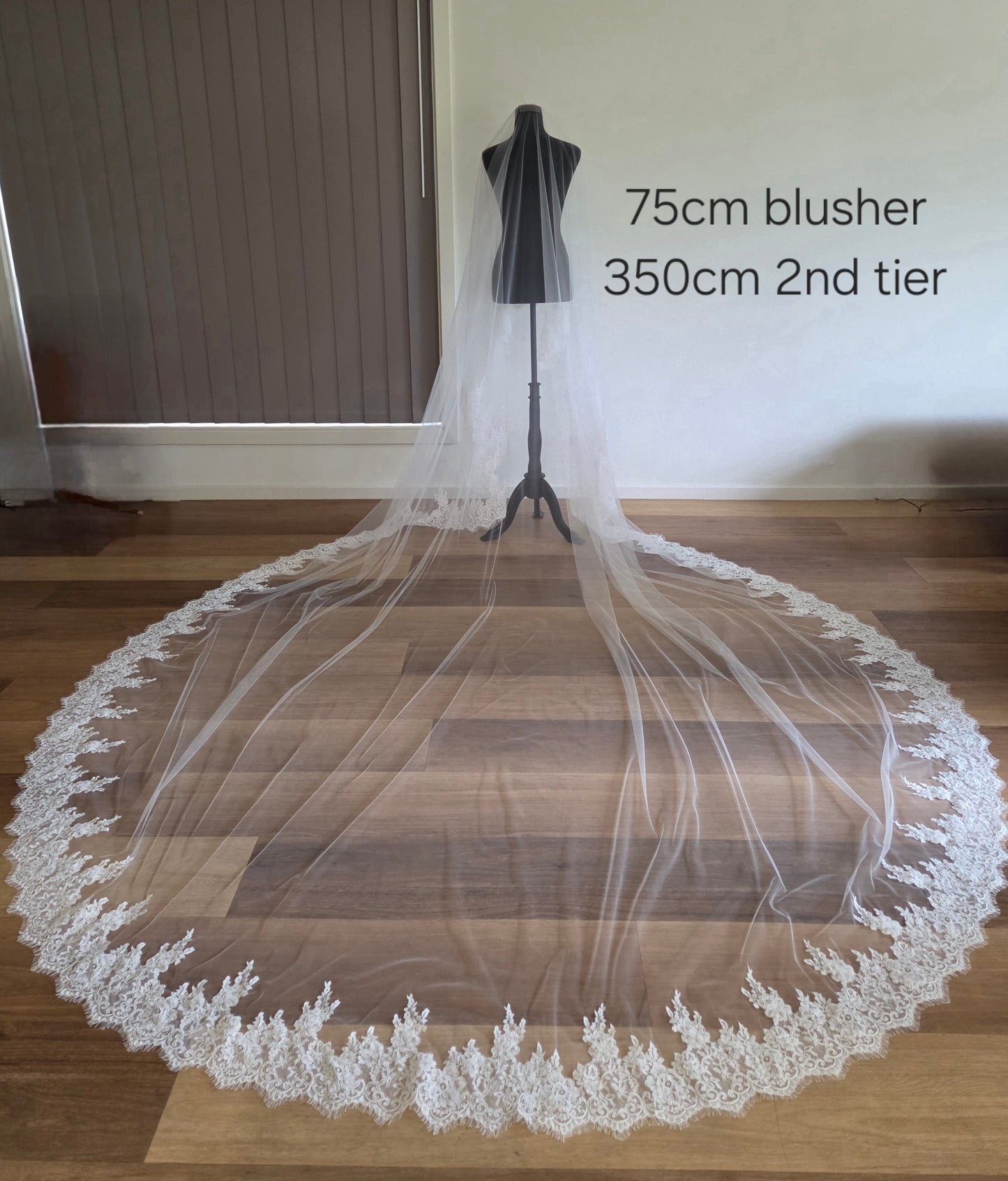Milk - French Lace Cathedral Wedding Veil with Blusher