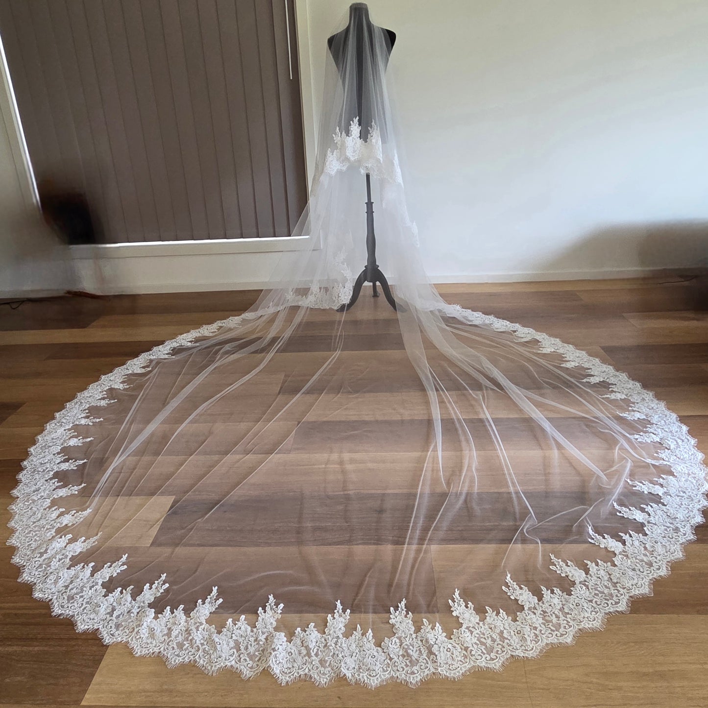 Milk - French Lace Cathedral Wedding Veil with Blusher