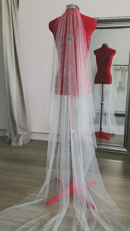 Pearl wedding veil 