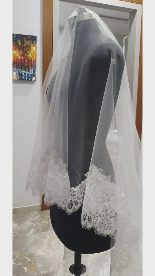 Alexandria - Blusher lace veil