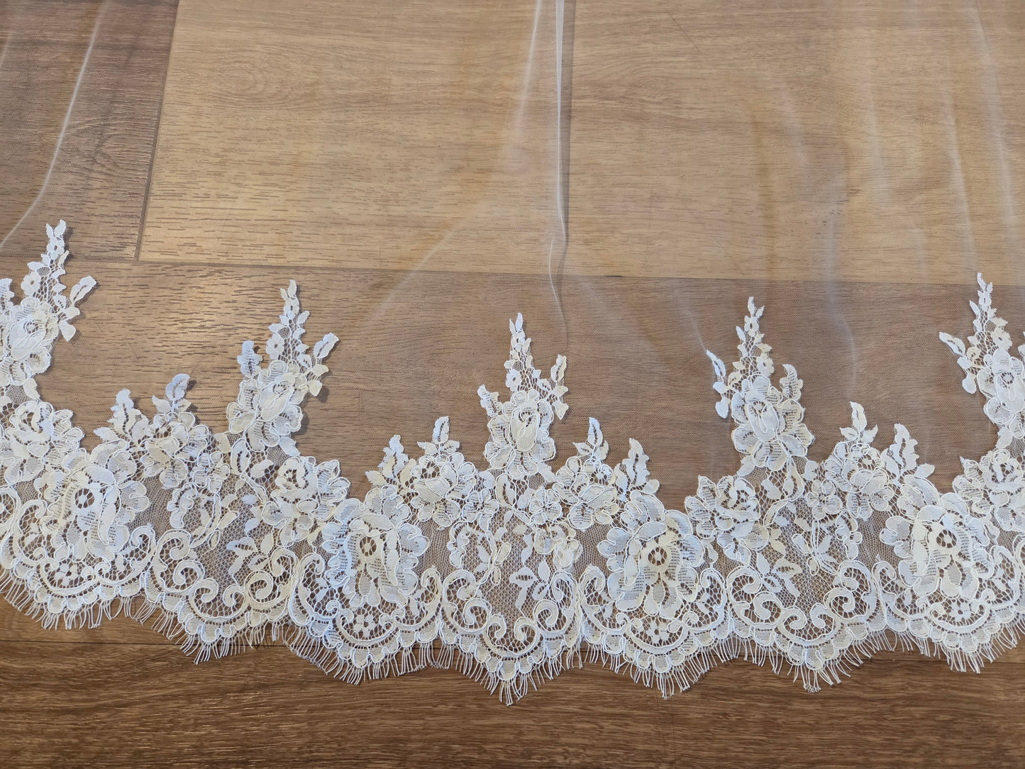 Milk - French Lace Cathedral Wedding Veil with Blusher